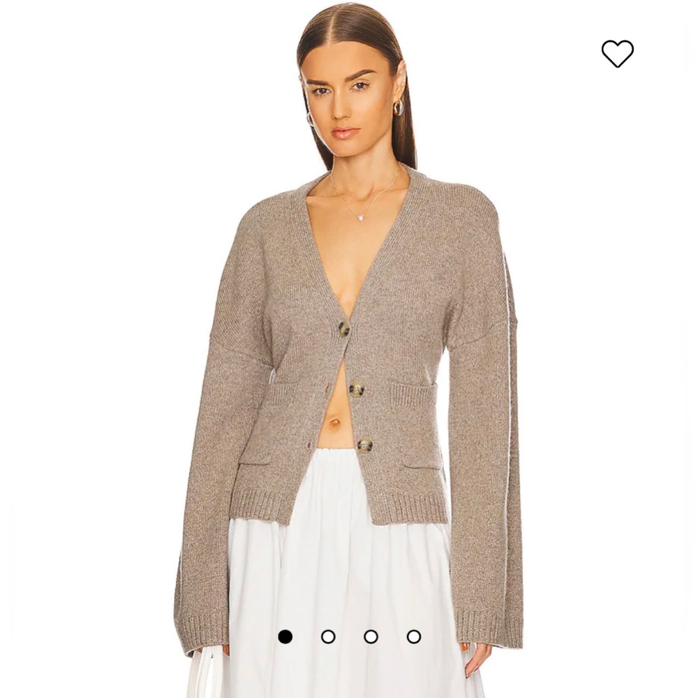 Taupe V-Neck Button Cardigan Sweater